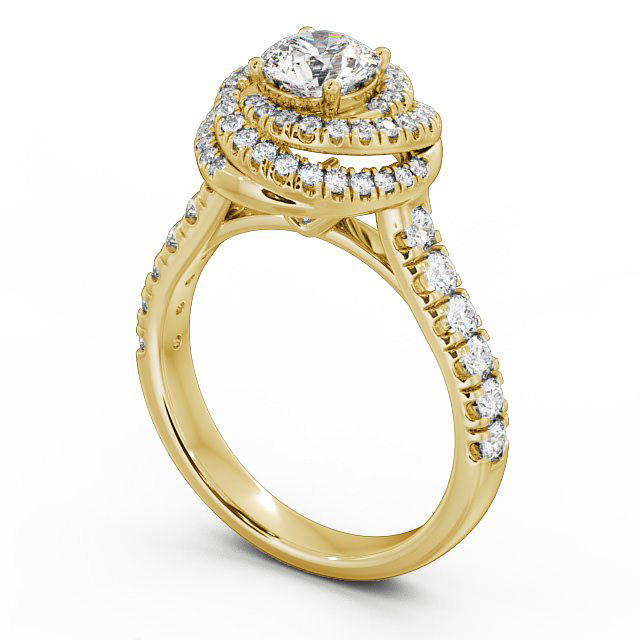 Halo 1.25ct Round Diamond Engagement Ring 18K Yellow Gold - Lavinia ENRD68_YG_SIDE