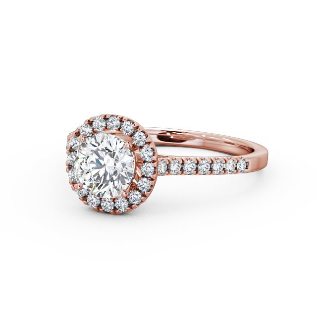 Halo Round Diamond Engagement Ring 9K Rose Gold - Isabelle ENRD69_RG_FLAT