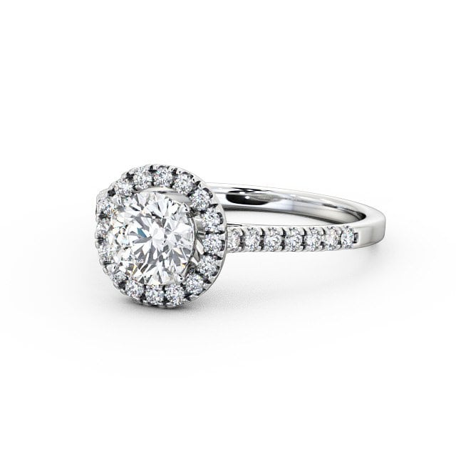 Halo Round Diamond Engagement Ring 18K White Gold - Isabelle ENRD69_WG_FLAT