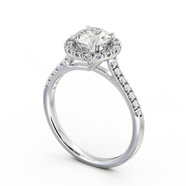 Halo Round Diamond Engagement Ring Platinum - Isabelle ENRD69_WG_SIDE