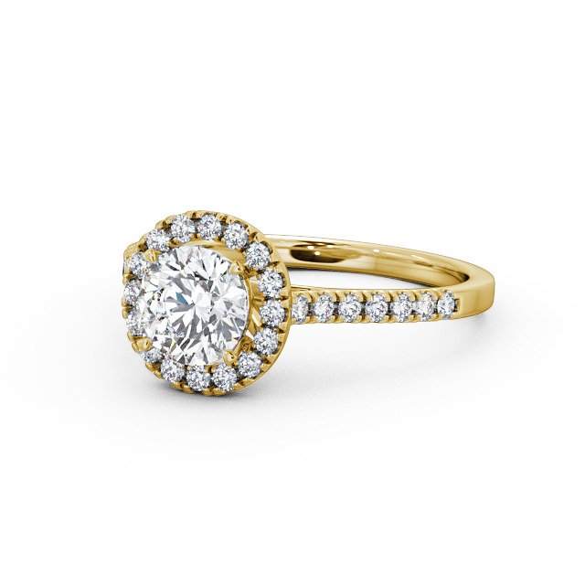 Halo Round Diamond Engagement Ring 18K Yellow Gold - Isabelle ENRD69_YG_FLAT