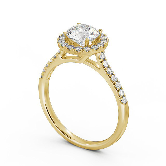 Halo Round Diamond Engagement Ring 18K Yellow Gold - Isabelle ENRD69_YG_SIDE