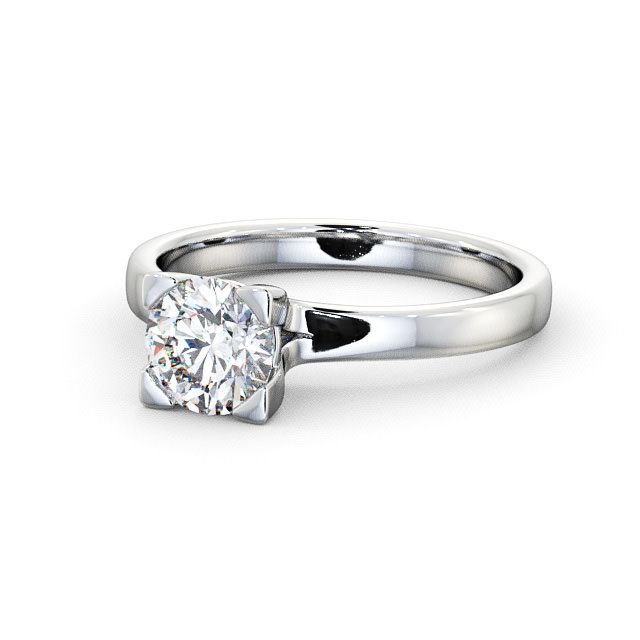 Round Diamond Engagement Ring Platinum Solitaire - Rainton ENRD6_WG_FLAT