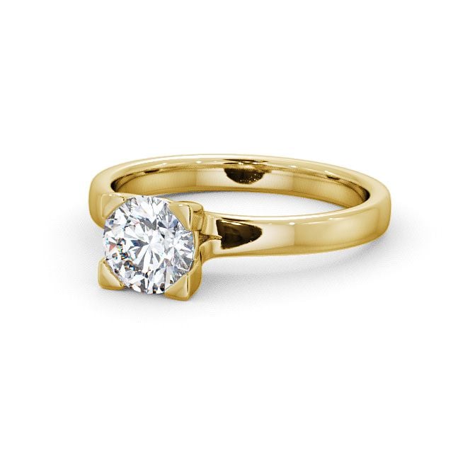 Round Diamond Engagement Ring 9K Yellow Gold Solitaire - Rainton ENRD6_YG_FLAT