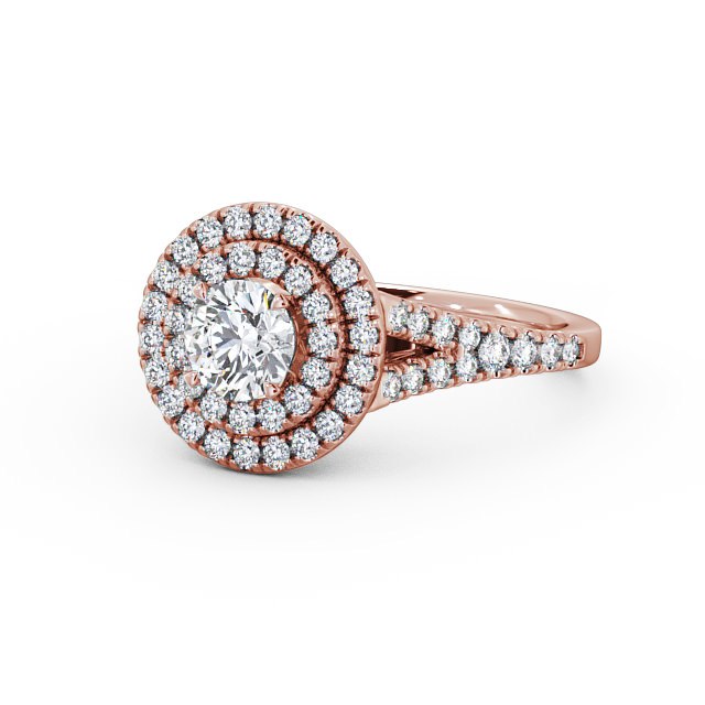 Halo Round Diamond Engagement Ring 18K Rose Gold - Victoria ENRD70_RG_FLAT