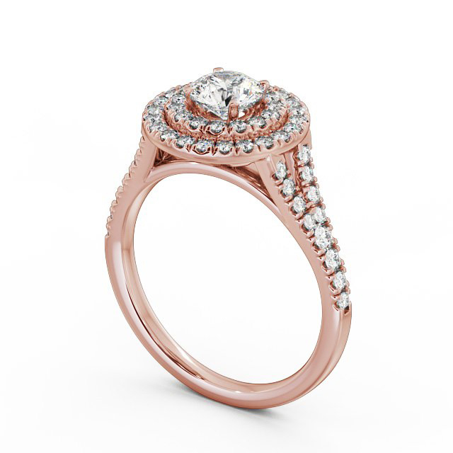 Halo Round Diamond Engagement Ring 18K Rose Gold - Victoria ENRD70_RG_SIDE