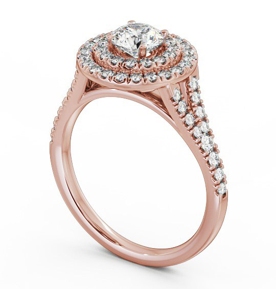 Halo Round Diamond Double Row Engagement Ring 9K Rose Gold ENRD70_RG_THUMB1