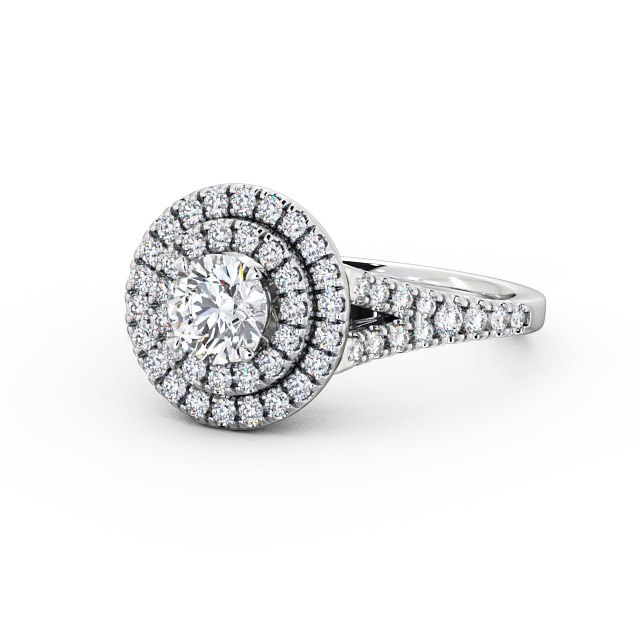 Halo Round Diamond Engagement Ring Platinum - Victoria ENRD70_WG_FLAT