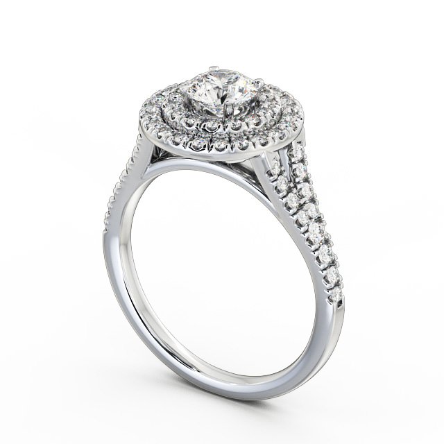 Halo Round Diamond Engagement Ring Platinum - Victoria ENRD70_WG_SIDE