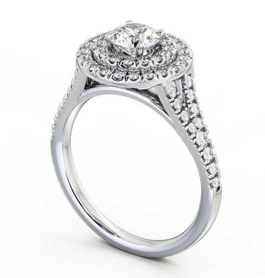 Halo Round Diamond Engagement Ring 18K White Gold - Victoria ENRD70_WG_THUMB1
