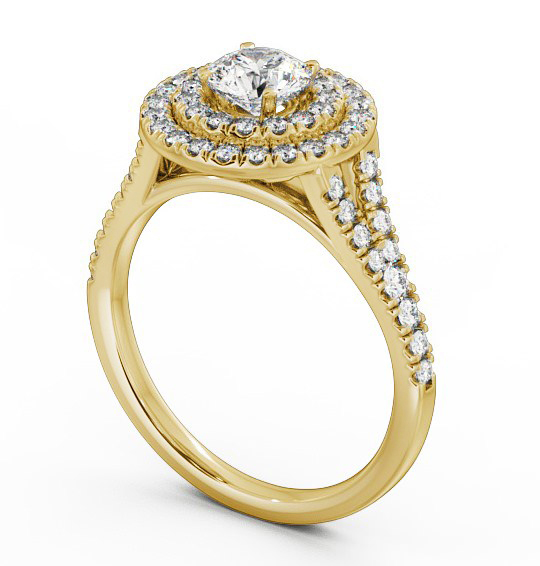 Halo Round Diamond Double Row Engagement Ring 18K Yellow Gold ENRD70_YG_THUMB1