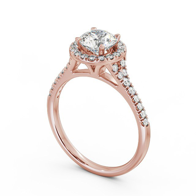 Halo Round Diamond Engagement Ring 9K Rose Gold - Rennes ENRD71_RG_SIDE