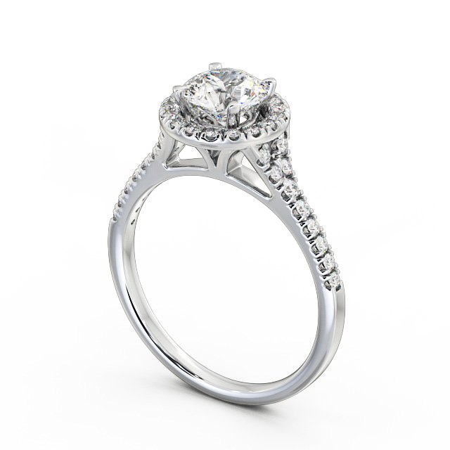 Halo Round Diamond Engagement Ring Platinum - Rennes ENRD71_WG_SIDE