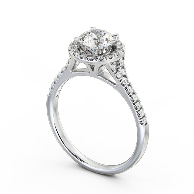 Halo Round Diamond Engagement Ring Palladium - Rennes ENRD71_WG_SIDE