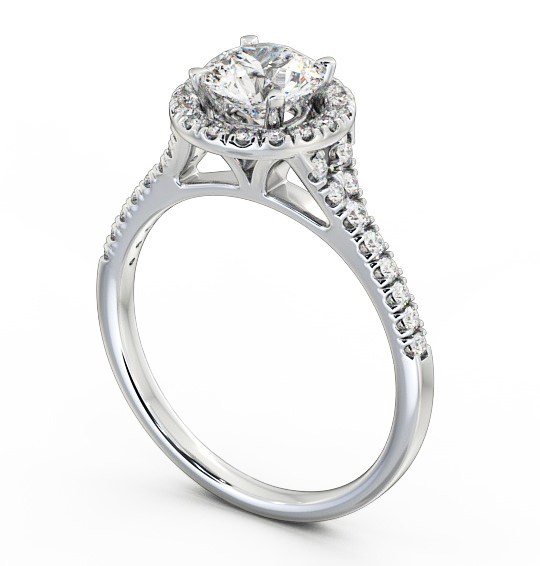  Halo Round Diamond Engagement Ring 9K White Gold - Rennes ENRD71_WG_THUMB1 