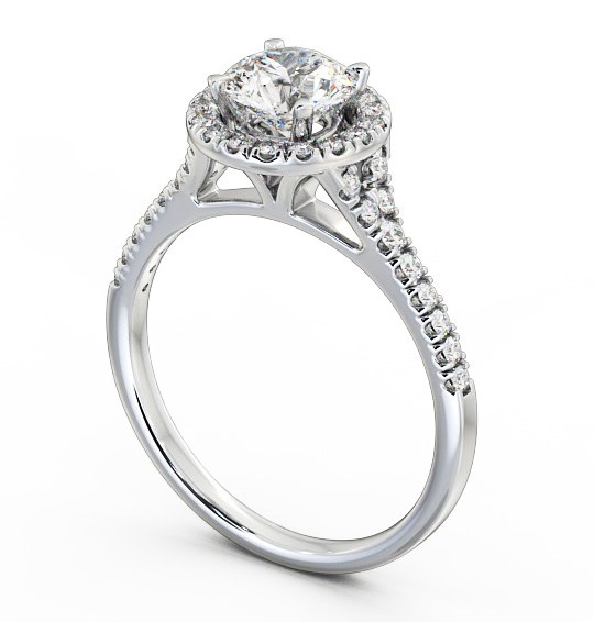 Halo Round Diamond Traditional Engagement Ring 18K White Gold ENRD71_WG_THUMB1