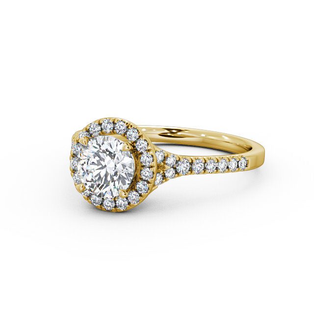 Halo Round Diamond Engagement Ring 9K Yellow Gold - Rennes ENRD71_YG_FLAT