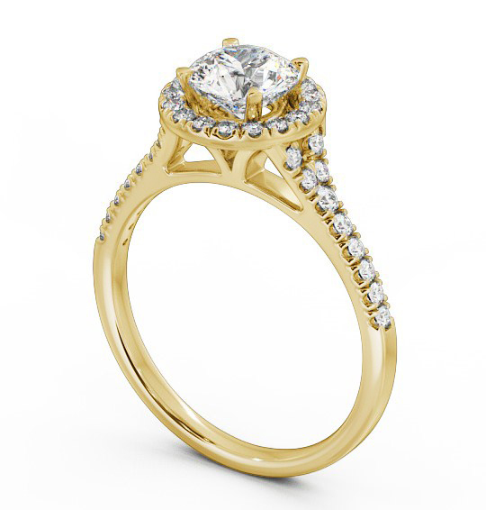 Halo Round Diamond Engagement Ring 9K Yellow Gold - Rennes ENRD71_YG_THUMB1