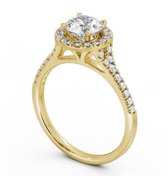 Halo Round Diamond Traditional Engagement Ring 18K Yellow Gold ENRD71_YG_THUMB1