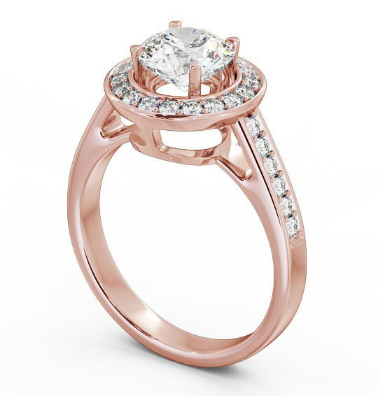 Halo Round Diamond Engagement Ring 9K Rose Gold - Lola ENRD72_RG_THUMB1