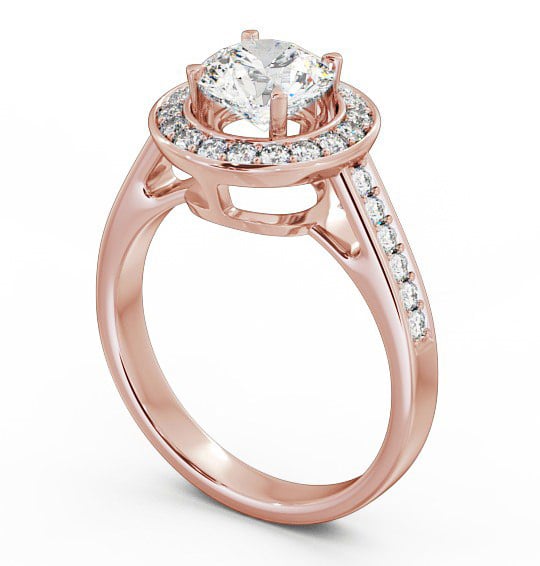 Halo Round Diamond Channel Set Engagement Ring 18K Rose Gold ENRD72_RG_THUMB1