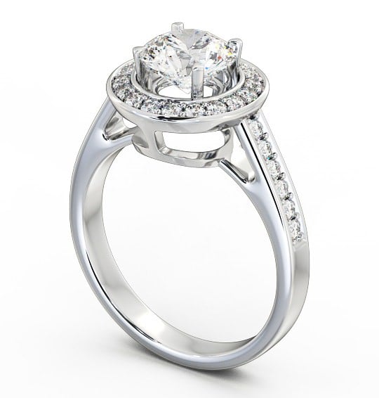 Halo Round Diamond Channel Set Engagement Ring 18K White Gold ENRD72_WG_THUMB1 