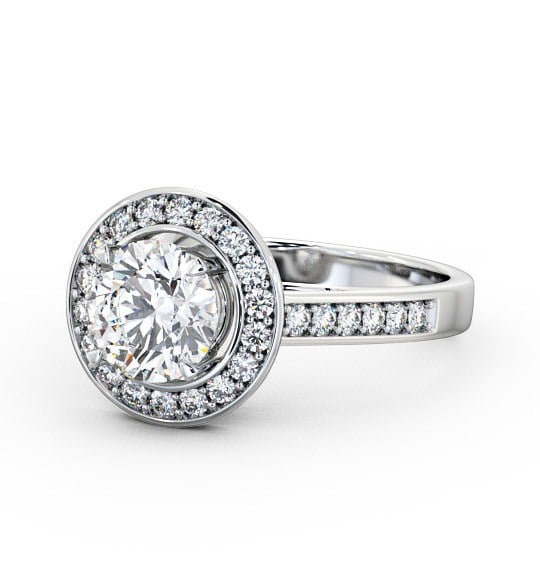  Halo Round Diamond Engagement Ring 9K White Gold - Lola ENRD72_WG_THUMB2 