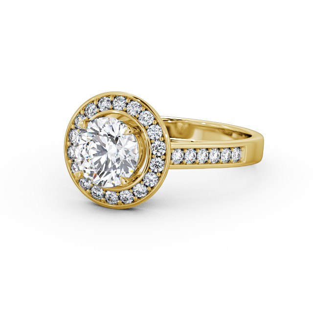 Halo Round Diamond Engagement Ring 18K Yellow Gold - Lola ENRD72_YG_FLAT