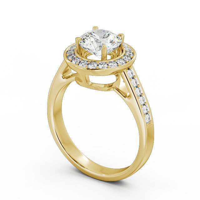 Halo Round Diamond Engagement Ring 18K Yellow Gold - Lola ENRD72_YG_SIDE