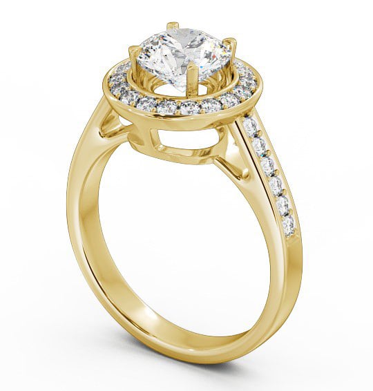 Halo Round Diamond Channel Set Engagement Ring 18K Yellow Gold ENRD72_YG_THUMB1