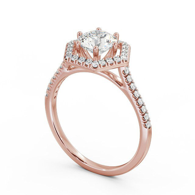 Halo Round Diamond Engagement Ring 9K Rose Gold - Larissa ENRD73_RG_SIDE