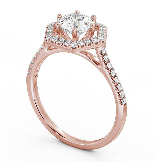 Halo Round Diamond Hexagon Design Engagement Ring 9K Rose Gold ENRD73_RG_THUMB1