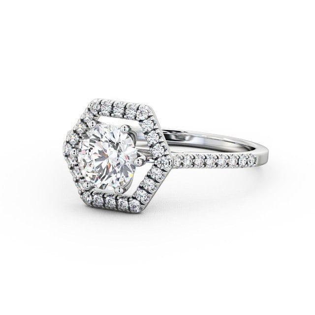 Halo Round Diamond Engagement Ring 18K White Gold - Larissa ENRD73_WG_FLAT