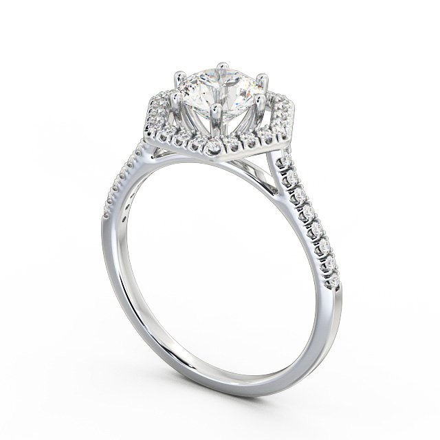 Halo Round Diamond Engagement Ring Platinum - Larissa ENRD73_WG_SIDE