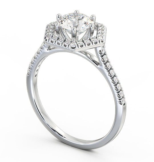 Halo Round Diamond Engagement Ring 18K White Gold - Larissa ENRD73_WG_THUMB1