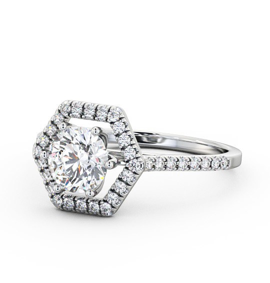  Halo Round Diamond Engagement Ring Platinum - Larissa ENRD73_WG_THUMB2 