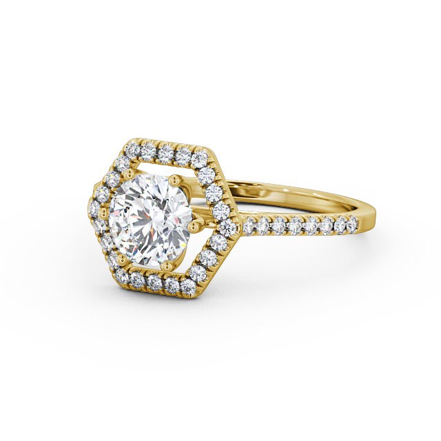 Halo Round Diamond Engagement Ring 9K Yellow Gold - Larissa ENRD73_YG_FLAT