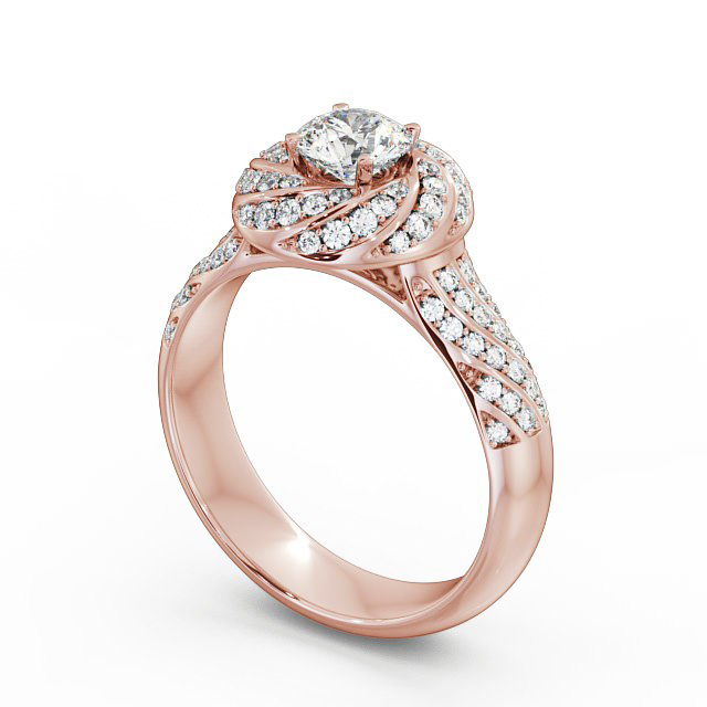 Halo 0.90ct Round Diamond Engagement Ring 18K Rose Gold - Eloise ENRD74_RG_SIDE