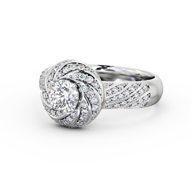 Halo 0.90ct Round Diamond Engagement Ring Platinum - Eloise ENRD74_WG_FLAT