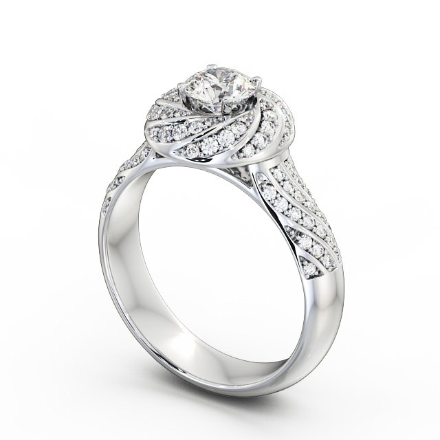 Halo 0.90ct Round Diamond Engagement Ring Platinum - Eloise ENRD74_WG_SIDE