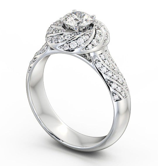 Halo 0.90ct Round Diamond Engagement Ring 18K White Gold - Eloise ENRD74_WG_THUMB1