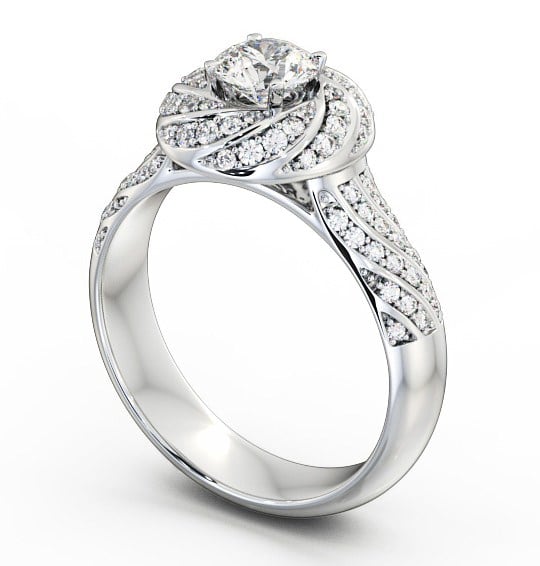 Halo 0.90ct Round Diamond Exquisite Engagement Ring 18K White Gold ENRD74_WG_THUMB1 