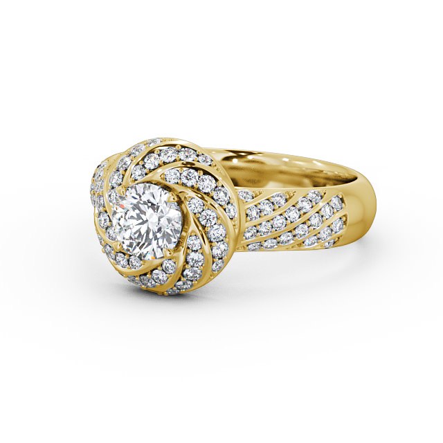 Halo 0.90ct Round Diamond Engagement Ring 18K Yellow Gold - Eloise ENRD74_YG_FLAT