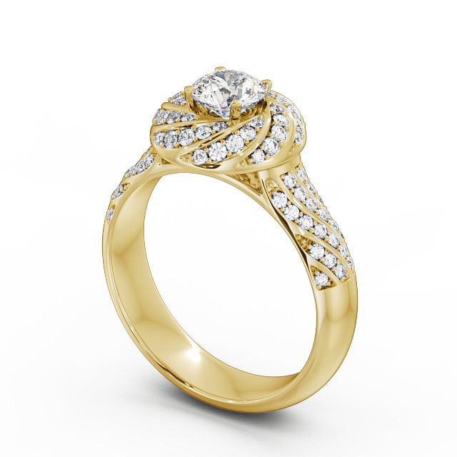 Halo 0.90ct Round Diamond Engagement Ring 18K Yellow Gold - Eloise ENRD74_YG_SIDE