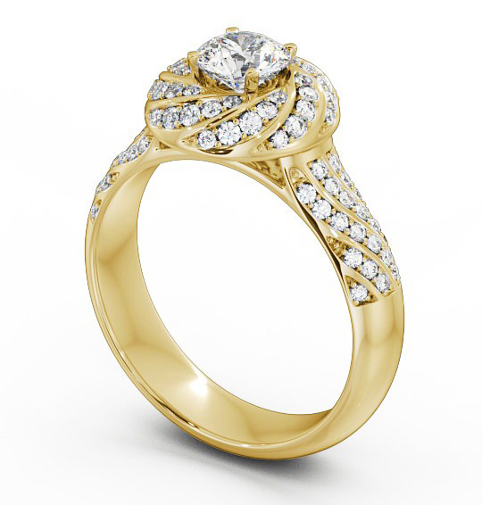 Halo 0.90ct Round Diamond Exquisite Engagement Ring 18K Yellow Gold ENRD74_YG_THUMB1