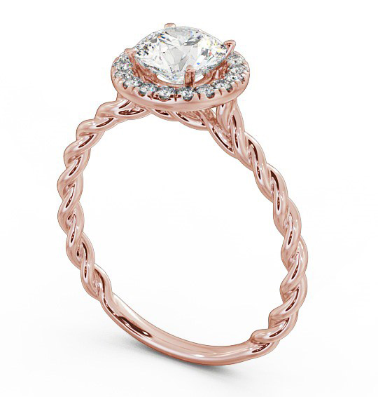 Halo Round Diamond Rope Style Band Engagement Ring 18K Rose Gold ENRD75_RG_THUMB1
