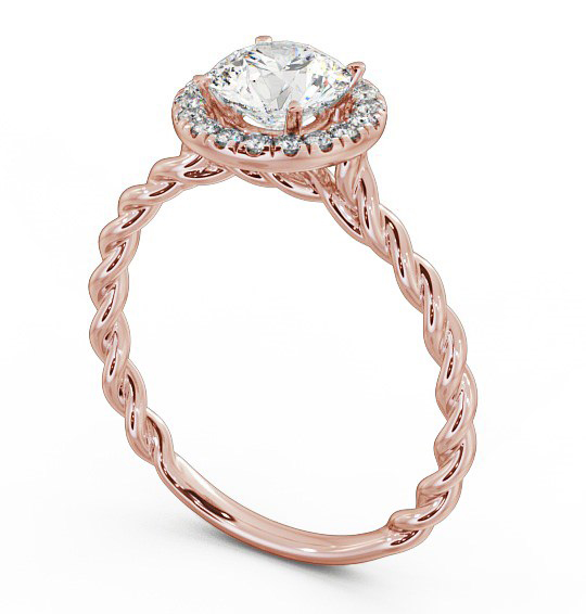 Halo Round Diamond Rope Style Band Engagement Ring 9K Rose Gold ENRD75_RG_THUMB1 