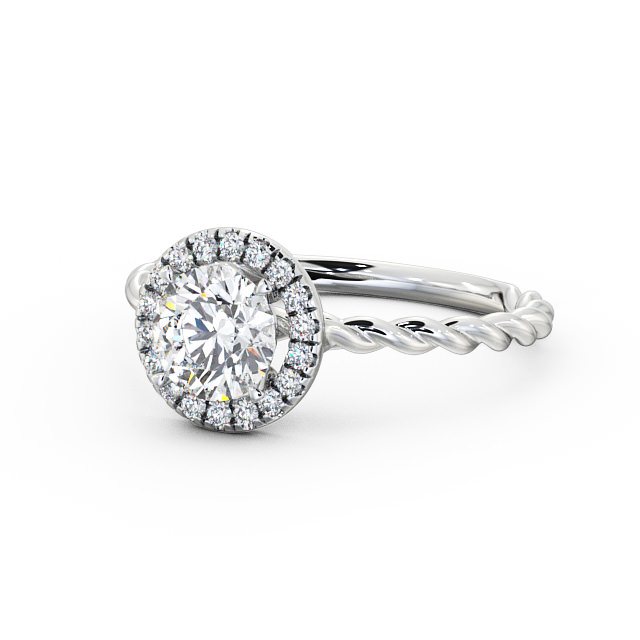 Halo Round Diamond Engagement Ring 9K White Gold - Clarissa ENRD75_WG_FLAT