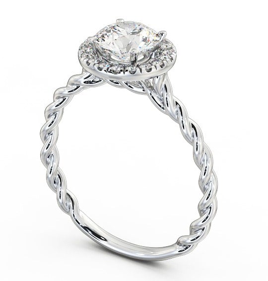 Halo Round Diamond Rope Style Band Engagement Ring Platinum ENRD75_WG_THUMB1 