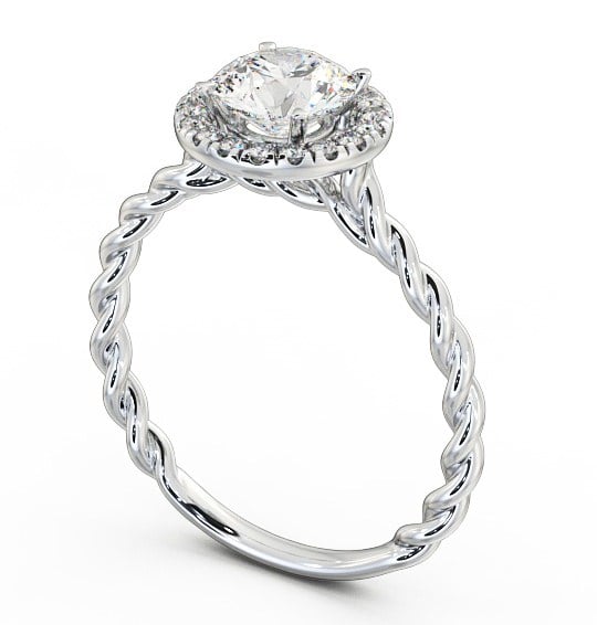 Halo Round Diamond Rope Style Band Engagement Ring Platinum ENRD75_WG_THUMB1